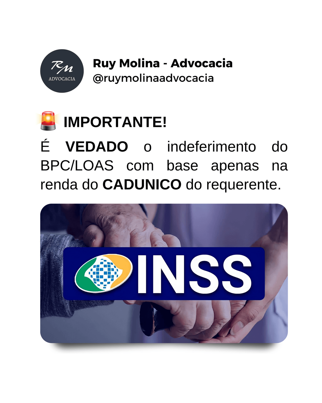 Importante é Vedado O Indeferimento Do Bpcloas Com Base Apenas Na Renda Do Cadunico Do 5313